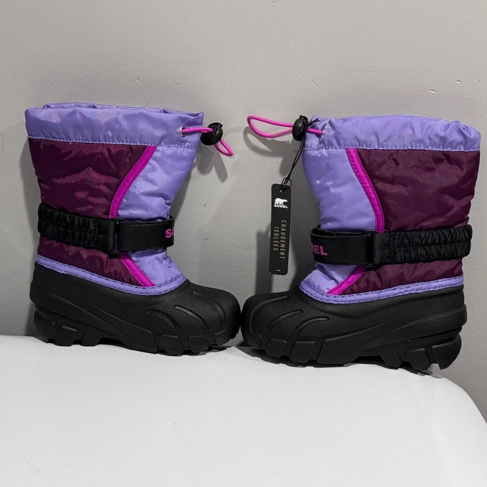 Sorel Flurry Snow Boots Kids Toddler Sz 10 Purple Berry Insulated Waterproof NEW
